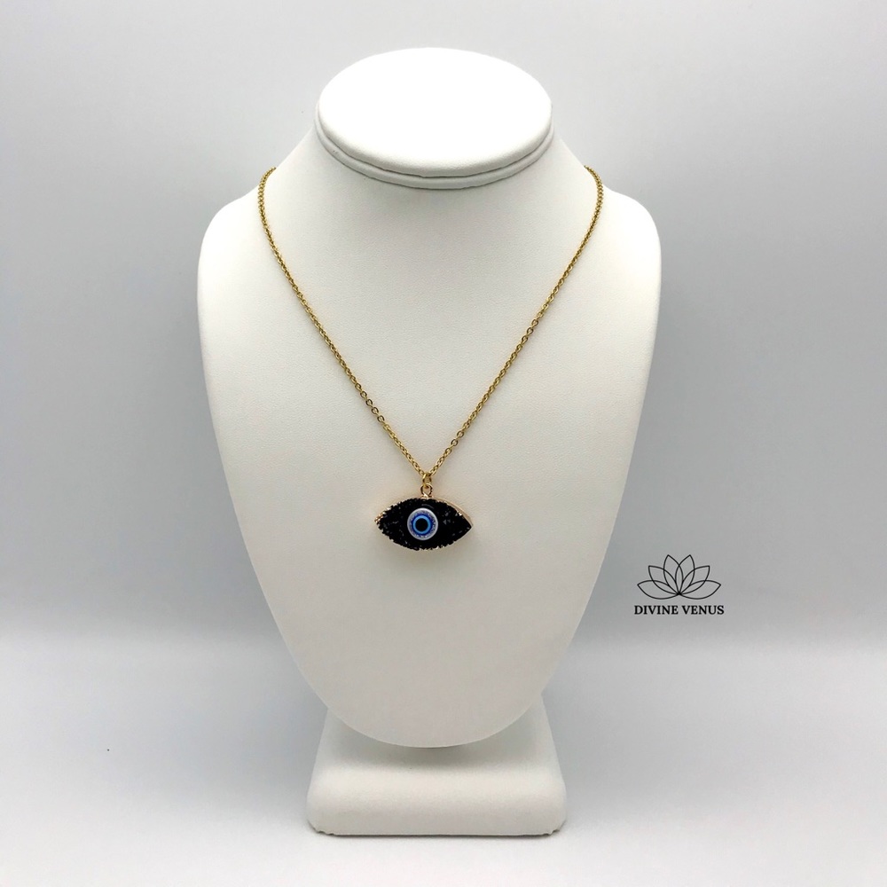 Evil Eye Druzy Necklace | Eye Am Protected Collection by Divine Venus - Picture 4 of 12